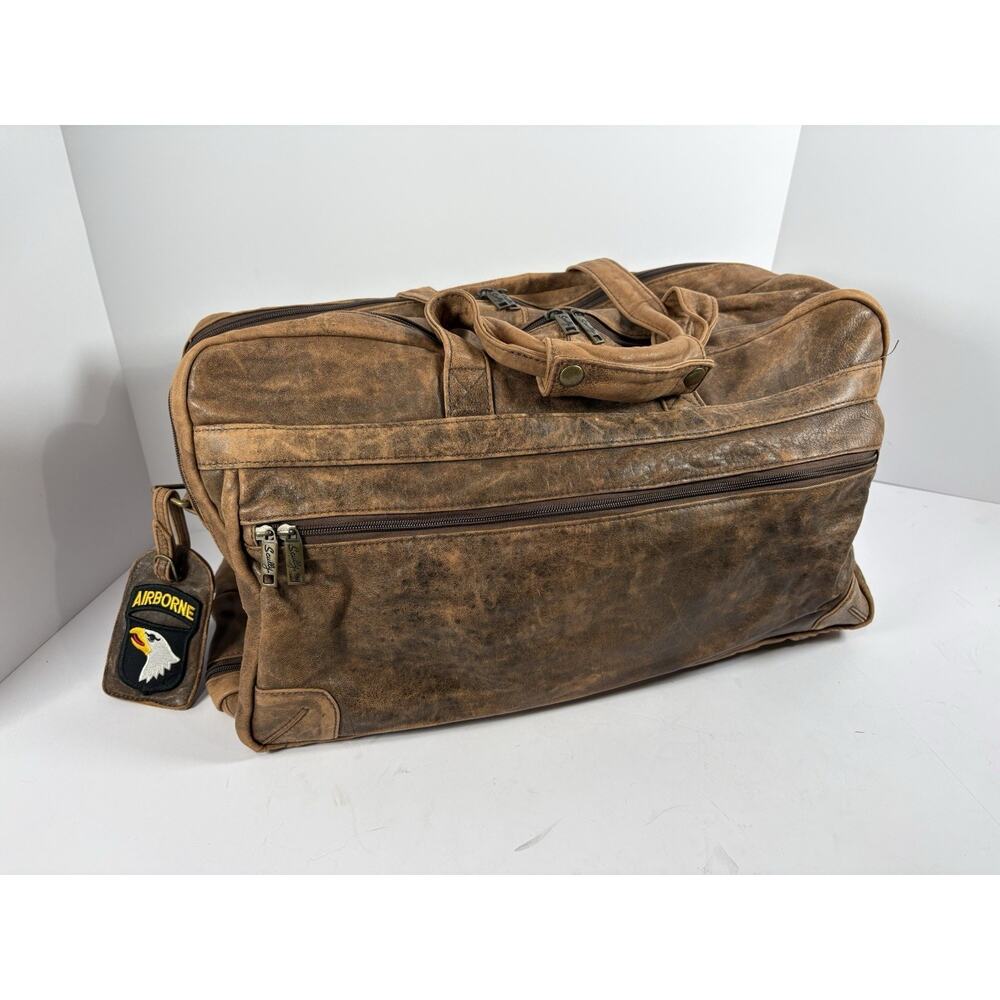 Scully Leather Duffle Bag Distressed Brown Travel Weekender Airborne